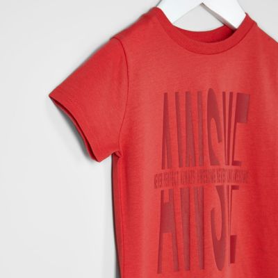 Mini boys red awesome print T-shirt